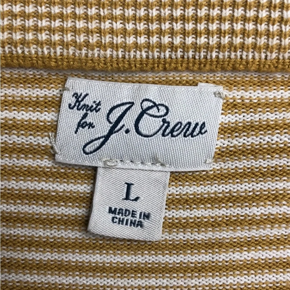 J. Crew Yellow and White Striped Crewneck Sweater